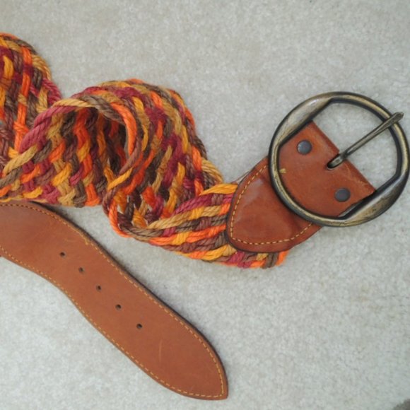 Belt Size 32 Multicolor Braided Rope/Leather Harness Buckle by Fife & Drum Paris main image 5